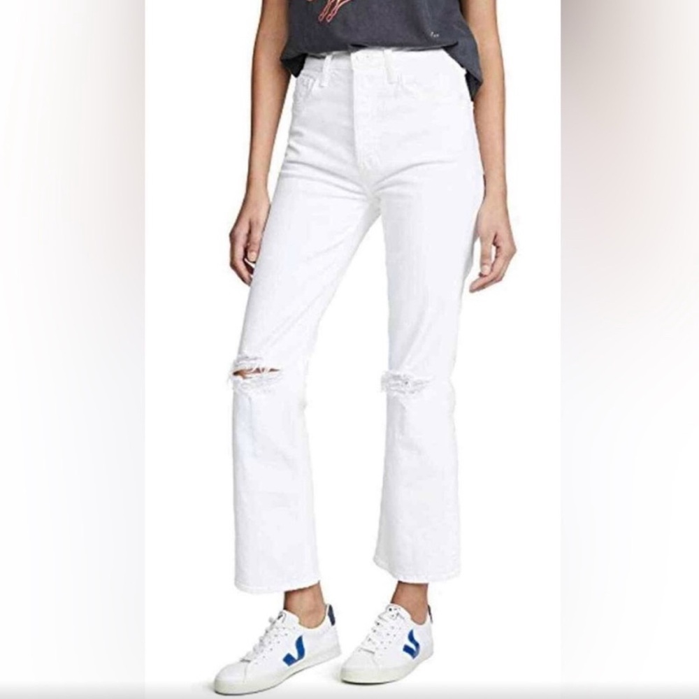 NWT MOTHER denim Tripper ankle gray in white- Size 29/8